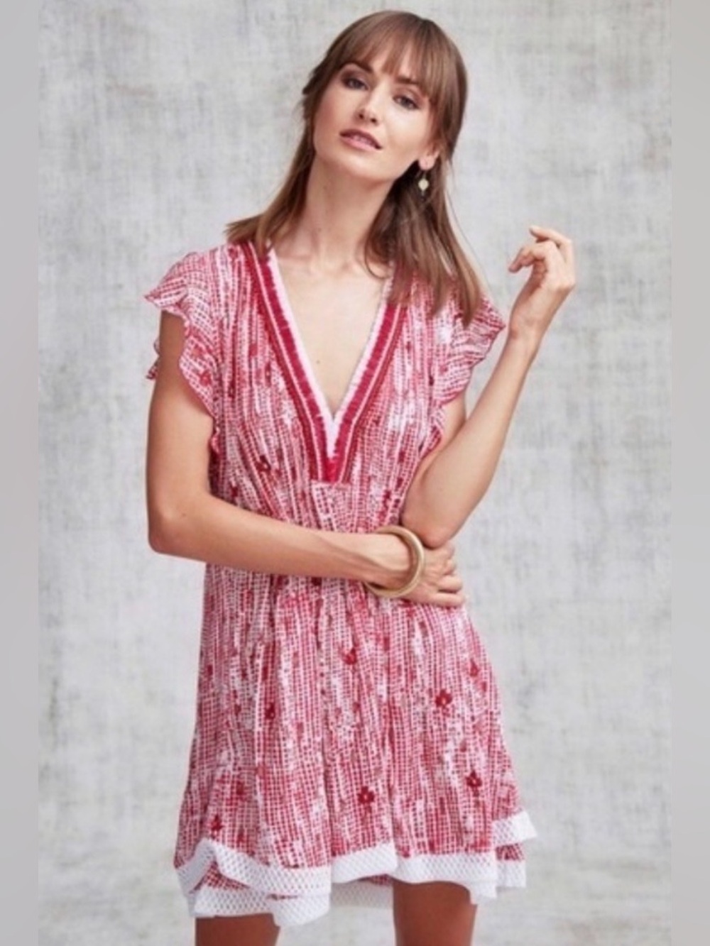 Poupette St Barth WOmen's Sasha Mini Dress - Red Ikat Print - XS